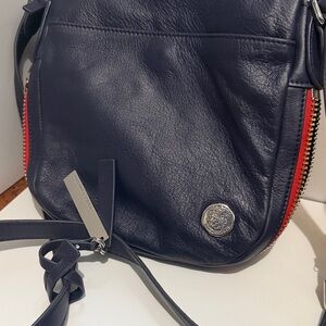 Vince Camuto Navy and Red Leather Crossbody Bag